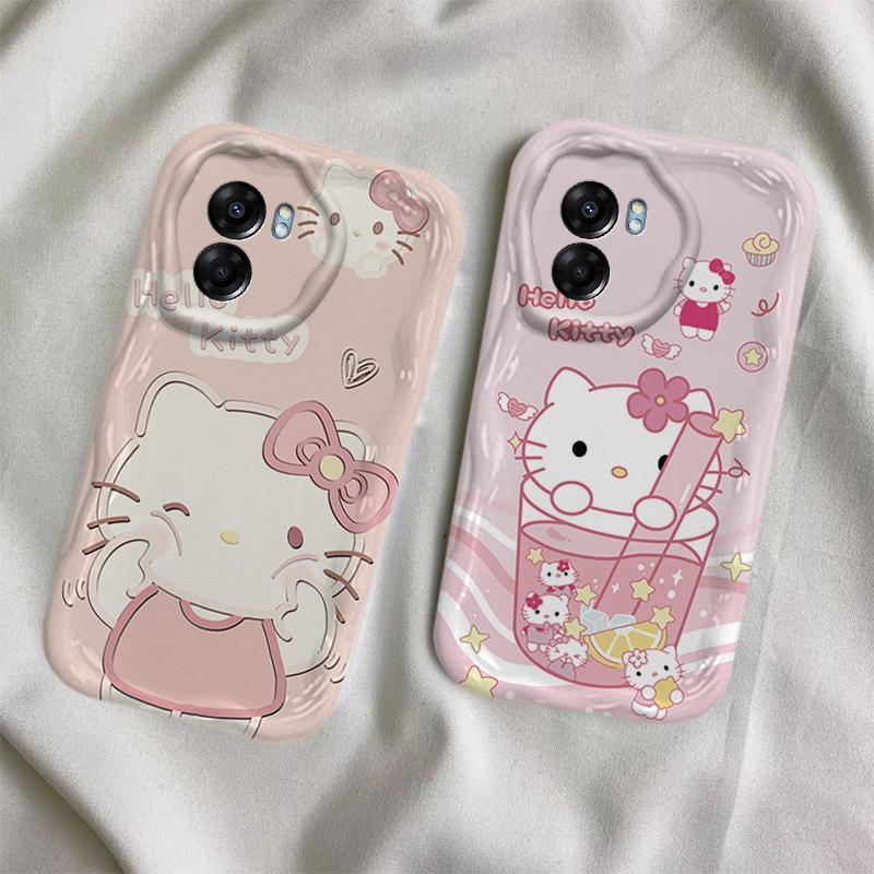 Ốp Lưng Cho OPPO A54 4G A57 4G A77 A77S Phim Hoạt Hình Kem Cặp Đôi Mèo Mềm TPU 3D Sóng Silicon Vỏ Điện Thoại