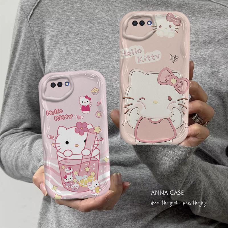 Ốp Lưng Cho OPPO A3S A12E Phim Hoạt Hình Kem Cặp Đôi Mèo Mềm TPU 3D Sóng Silicon Vỏ Điện Thoại