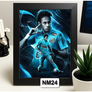 Tranh Poster Để Bàn Cầu Thủ Bóng Đá Neymar tráng gương đóng khung