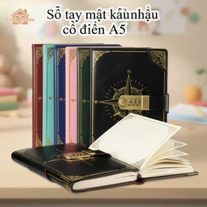 sổ tay mật khẩu a5 khóa số da pu dày 400 trang nhật ký quà sinh nhật học sinh trẻ vintage