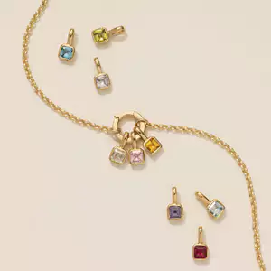 Đầy Màu Sắc 12 Birthstone Mặt Dây Chuyền Tự Làm Phụ Kiện Vòng Cổ Nữ Mười Hai Birthstone Vuông Nhiều Màu Sắc Zircon Mặt Dây Chuyền