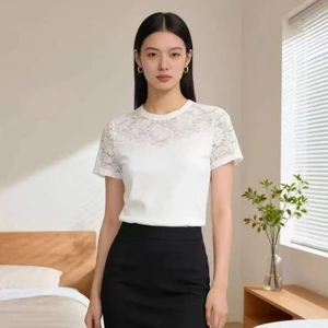 Áo thun cổ tròn ngắn tay dành cho nữ, phù hợp mùa hè và thời trang