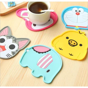 Lót ly silicon, miếng lót cốc, đế lót ly nhựa dẻo hoạt hình dễ thương chống trượt