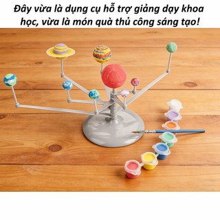 Mô hình hệ mặt trời Mô hình 3D lắp ráp khoa học Đồ chơi xoay quỹ đạo màu Học tập trẻ em ABS