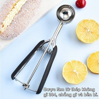 304 Thép Không Gỉ Kem Muỗng Silicon Grip Meatball Cookie Trái Cây Dưa Phát Hành Dụng Cụ Nhà Bếp