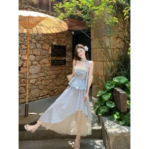 Phong cách ngọt ngào hoa hồng - Camisole lưới mỏng nữ cao cấp, bộ đồ hai mảnh