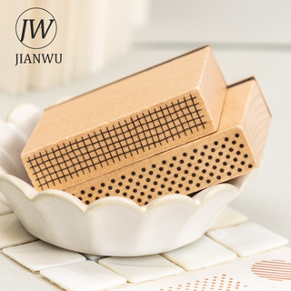 JIANWU Hình Học Thẩm Mỹ Series Vintage Dot Gird Vật Liệu Phong Cảnh Cắt Dán Tem Gỗ Sáng Tạo DIY Rác Tạp Chí Văn Phòng Phẩm