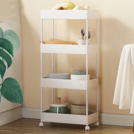 Kệ đựng đồ đa năng 4 tầng, có bánh xe đẩy tiện lợi