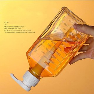 Bình đựng chất lỏng Máy bơm xi-rô Chai đo nhựa trong suốt 1600ml Bubble Tea Shop