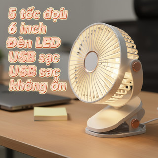 Quạt kẹp di động Quạt để bàn 10000mAh Sạc Type C 5 tốc độ 720 độ Đèn LED xoay