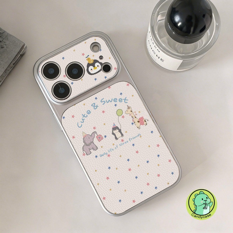 Ốp Điện Thoại Chim Cánh Cụt Dễ Thương Cho OPPO Reno 15C 15F 15 Pro Max Mini 14F 14 13F 13 12F 12 FS 11F 11 10 9 Pro Plus 5G 4G Vỏ Da PU Hoạt Hình Ngôi Sao Ins Phong Cách Vỏ Mềm 3D
