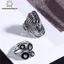 Tweeduj Vintage Phóng Đại Hình Học Hoa Mở Nhẫn Có Thể Điều Chỉnh Dành Cho Nữ Punk Ngón Tay Trang Sức Dự Tiệc Quà Tặng VN