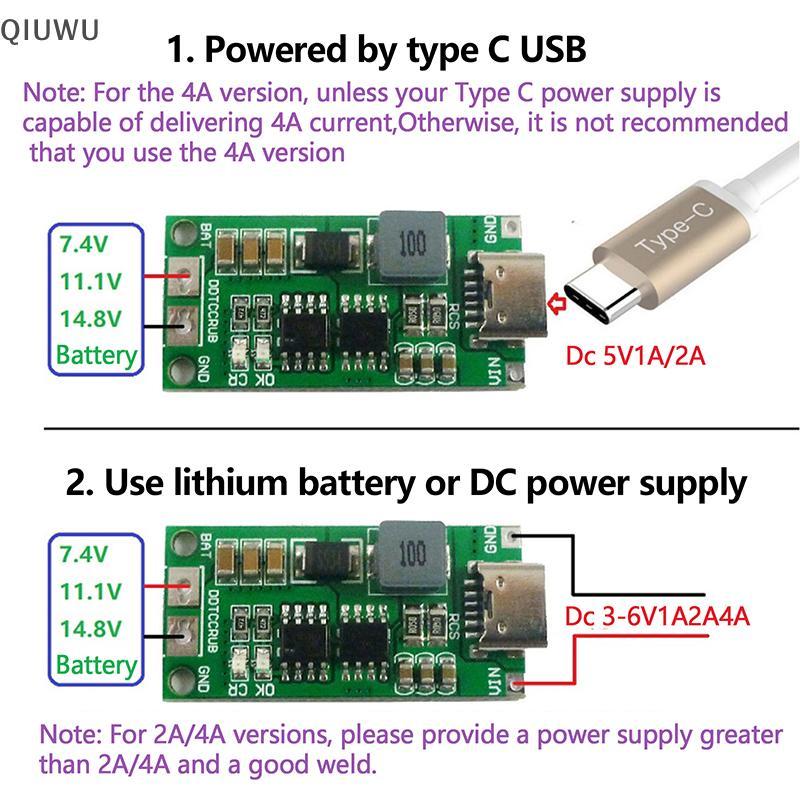 Mô-đun tăng cường QIUWU 2S 3S 4S 1-4A Mô-đun sạc pin Lithium Polymer Tăng cường tăng cường Bộ sạc LiPo Polymer Li-Ion.