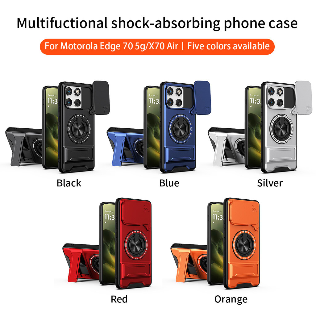 Ốp Điện Thoại Đa Năng Sang Trọng Thích Hợp Cho Motorola Edge 70 Fusion 5G Dây 360°Giá đỡ vòng có vỏ máy ảnh Vỏ bảo vệ toàn diện chống sốc