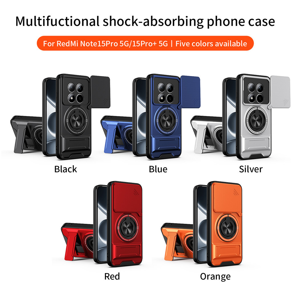 Ốp Điện Thoại Đa Năng Sang Trọng Thích Hợp Cho Redmi Note 15 Pro Plus 4G 5G Dây 360°Giá đỡ vòng có vỏ máy ảnh Vỏ bảo vệ toàn diện chống sốc