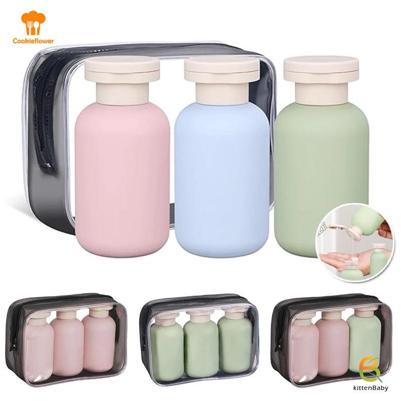 [Kitten-t] Bộ chai bóp du lịch được TSA phê duyệt Ống mềm chống rò rỉ cho dầu gội Lotion có thể đổ lại và dễ mang theo khi cắm trại mới