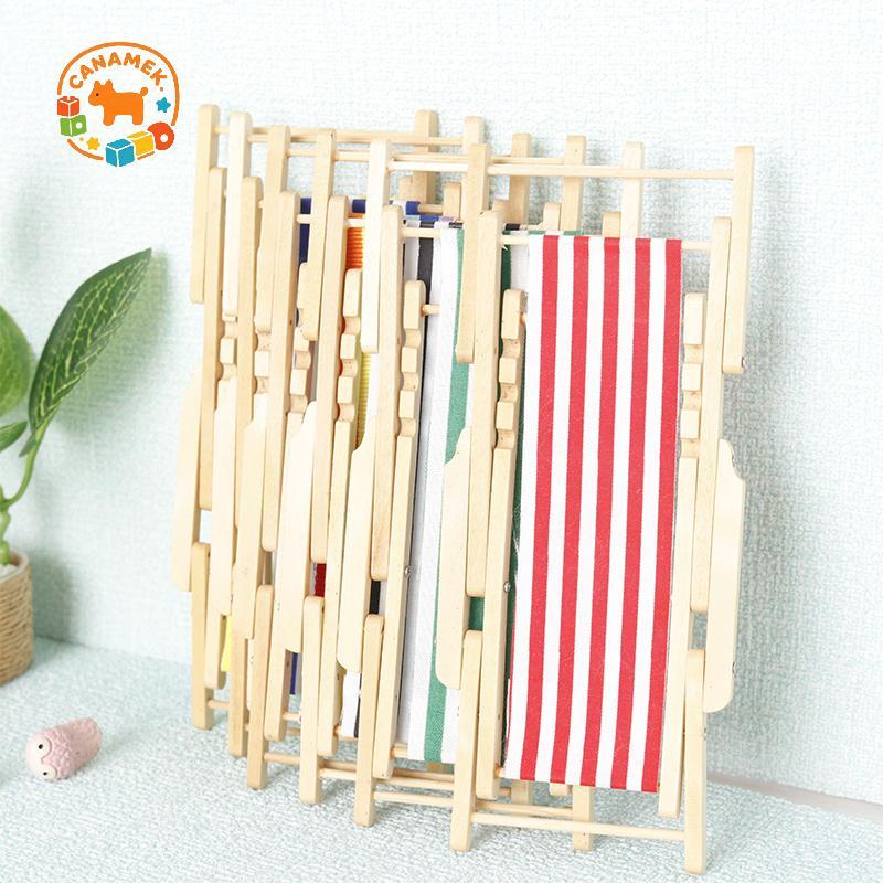 CANAMEK 1: 12 Nhà Búp Bê Mini Có Thể Gập Lại Bãi Biển Ghế Phòng Chờ Mô Hình Nhà Búp Bê Trang Trí Nội Thất Micro Cảnh Đạo Cụ Xây Dựng CSF