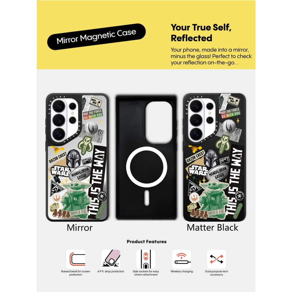 CASECASE X Star Wars Dán Samsung S Series Case Matte Black & Sliver Mirror Vỏ hút từ tính Samsung Galaxy S26 Ultra S25 S24 S23 Ultra Plus Mặt sau cứng có hộp