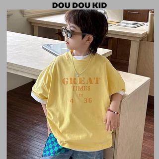 [DOUDOUKID] AP79 Áo Thun Trẻ Em Màu Vàng Phong Cách Thời Trang Hiện Đại 14-48kg