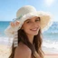 Mũ chống nắng ống hút nữ thoáng khí Thiết kế ren hoa trang trí phong cách Mũ đi biển vành rộng