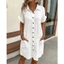 Vintage Nữ Chắc Chắn Mini Đầm Thời Trang Mùa Hè Cổ Chữ V Ba Quater Tay Cotton Vải Lanh Đầm Nữ Ngày Lễ Vestidos