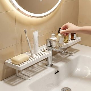 Giá để đồ phòng tắm LOMBARDY, Kệ lưu trữ vòi lưới chống đục lỗ, Thời trang đa năng thoát nước nhà bếp Giá đỡ thoát nước vòi hoa sen