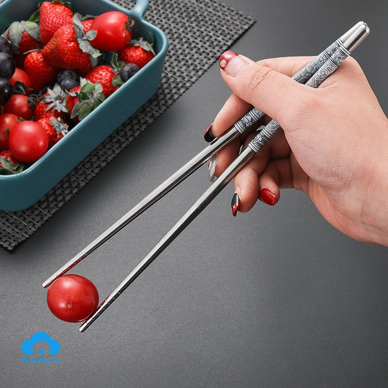 🌤️COD🌤️Đôi Đũa Inox Chống Trượt Phong Cách Trung Hoa 1 đôi đũa sứ trắng xanh inox