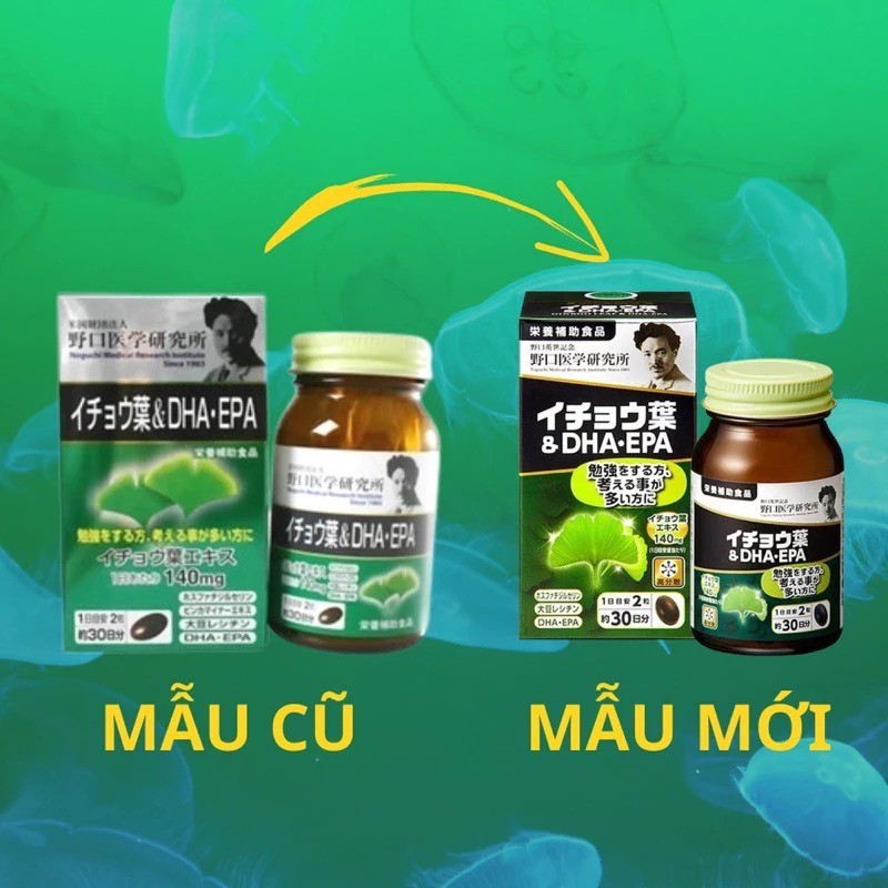 [DATE 2028] Viên uống bổ não DHA EPA Ginkgo Noguchi Nhật Bản 60 viên, hỗ trợ tuần hoàn, tăng cường trí nhớ