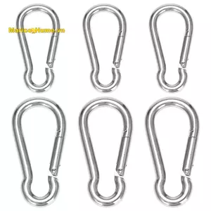6 Cái Móc treo lò xo bằng thép không gỉ, Carabiner nhỏ, Kẹp thép không gỉ để leo cờ (M6 và M8)