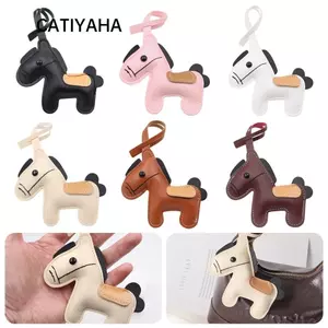 CATIYAHA Da Ngựa Móc Khóa Mặt Dây Chuyền, Hoạt Hình Da PU Ngựa Năm Túi Mặt Dây Chuyền, Dễ Thương Vintage Nhẹ Ngựa Treo Dây Túi Móc Khóa Trang Trí