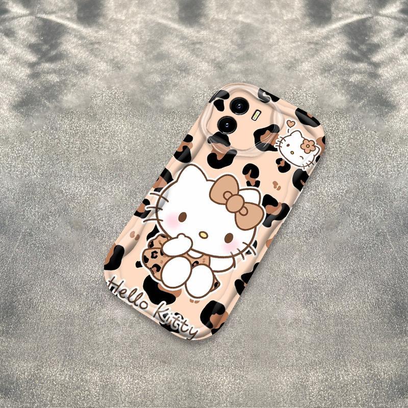 Thích hợp cho VIVO Y15S Y15A Y01 3D Bé Gái Mềm TPU Da Báo In Hình Kitty Vỏ Điện Thoại Chống Sốc