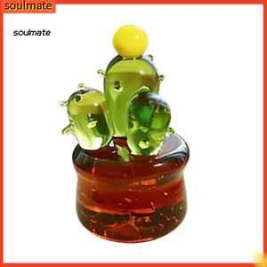 Linh hồn| Chậu Trong Suốt Trang Trí Nhà Cửa Thủy Tinh Thổi Tay Hình Xương Rồng Thu Nhỏ – Vật Trang Trí Cây Trong Chậu Giả Cho Bàn Làm Việc Văn Phòng Tại Nhà Bảng Điều Khiển Ô Tô Nhiệt Đới Trang Trí Bàn Quà Tặng
