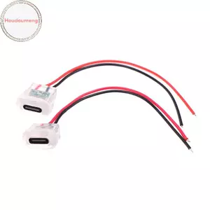 Hooudou 2pin USB Loại C Đầu Vào Sạc Soet Có Đèn LED Tấm Chống Nước Cổng Nguồn USB-C TYPE-C Nữ Kết Nối Ja VN