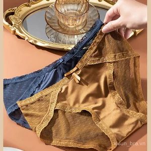 5-Pack Women's Satin Lace Mid-Rise Panties, Soft Breathable Mesh Briefs, Elegant Bow Design Underwear for Daily Wear