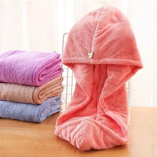 Mũ Lau Khô Tóc Siêu Tốc Hình Gấu - Khăn Quấn Tóc Sau Gội Tiện Lợi Vải Sợi Mịn Không Rụng Lông