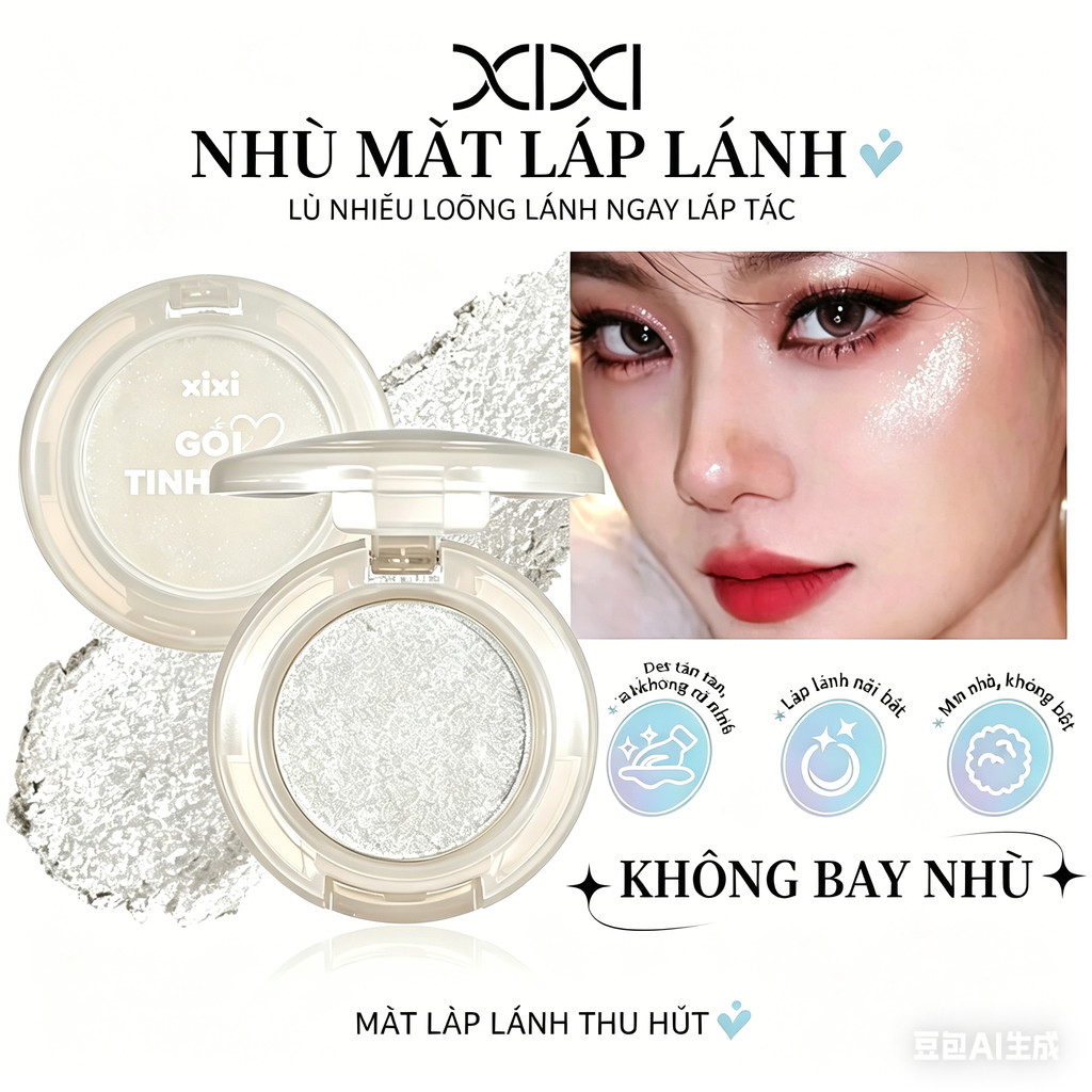 XIXI Bảng phấn mắt long-lasting gloss Nhũ đa chức năng, kết cấu kem mịn, bám lâu, lên màu chuẩn D559