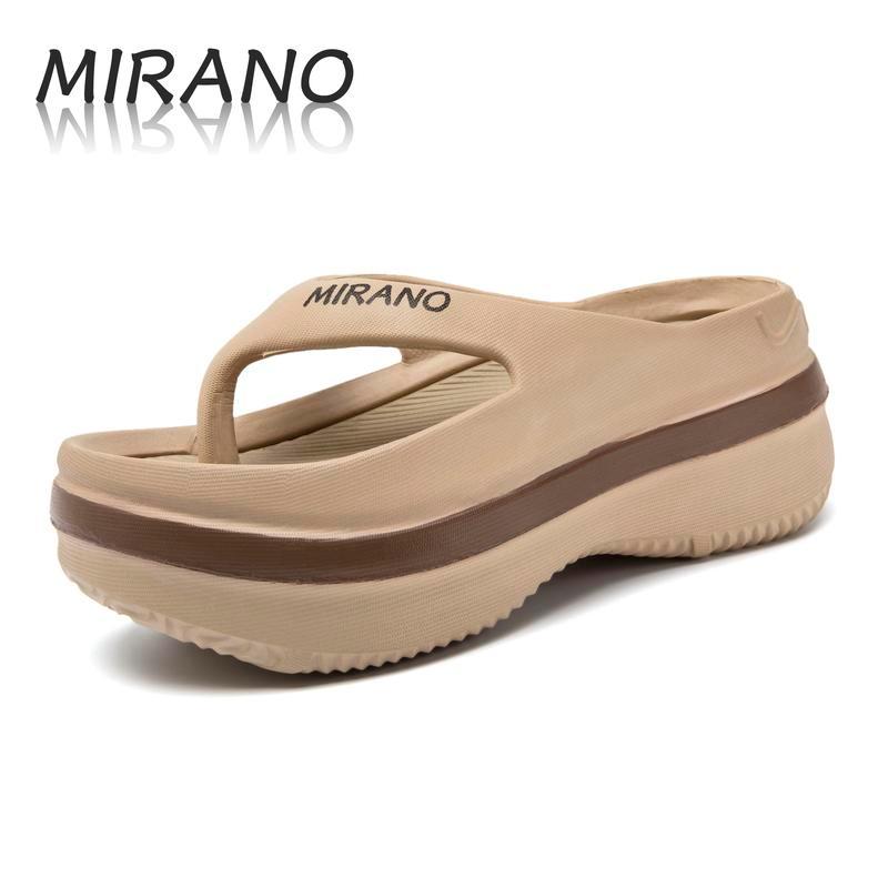 Mirano Dép Nữ Cao 7cm, Chống Trơn Trượt Thoải Mái, Phong Cách Nhà, Giày Đi Biển Ngoài Trời