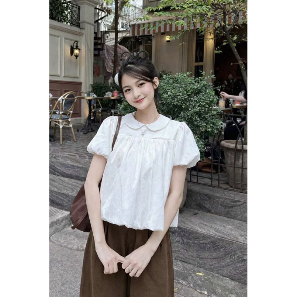 Áo kiểu babydoll cổ bèo sen tay phồng dáng bí xinh xắn đáng yêu tôn dáng BS996 - SamHi Closet