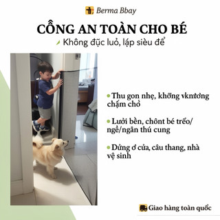 Cổng an toàn cho bé có thể thu vào Rào chắn cầu thang Không khoan Vải lưới chống thú cưng Hàng rào cửa nhà