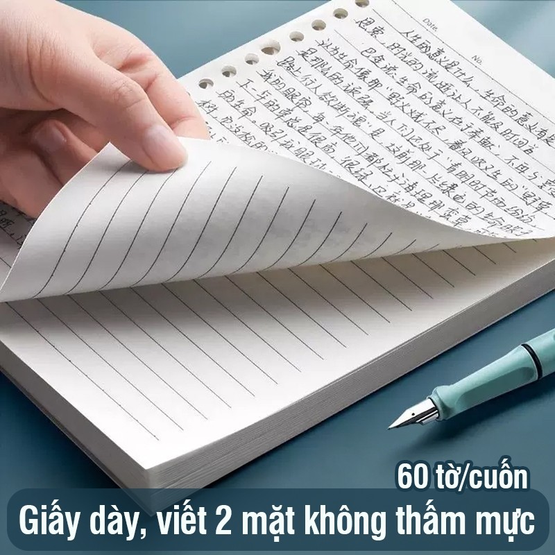 Giấy Refill Ruột Sổ Còng A5 B5 120 Trang Vở Kẻ Ngang Ô Vuông – Ruột Thay Thế Giấy Dày Không Lem