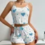 Cherry Loungewear Quần short treo in hình trái tim thường ngày có thể mặc bên ngoài Bộ đồ ngủ nữ 5.12