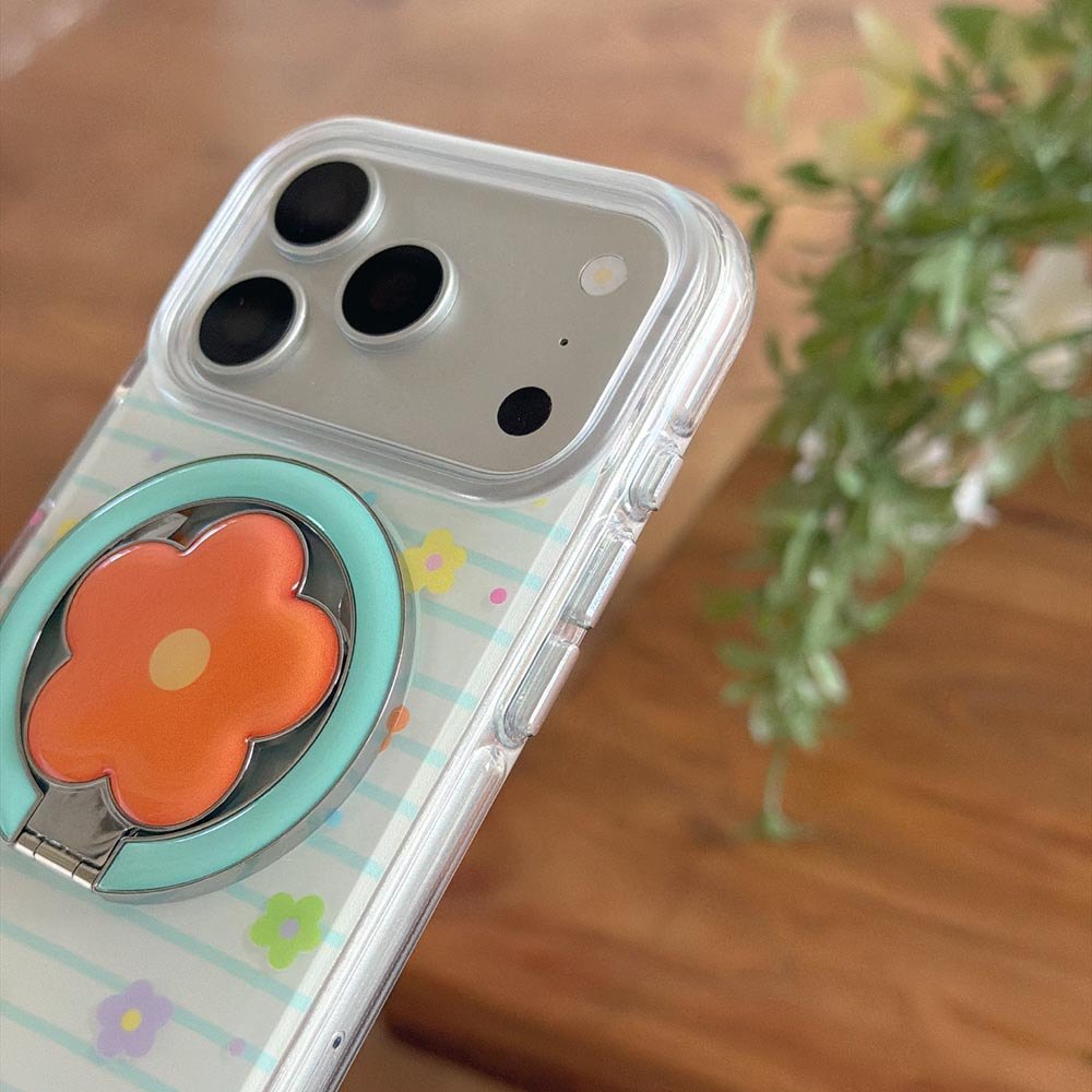Ốp Lưng Cứng Tương Thích Với iPhone 13 14 14Pro 14ProMax 15 15Pro 15ProMax 16 16Pro 16ProMax 17 17Pro 17ProMax Vỏ Nam Châm Họa Tiết Hoa Sọc Màu
