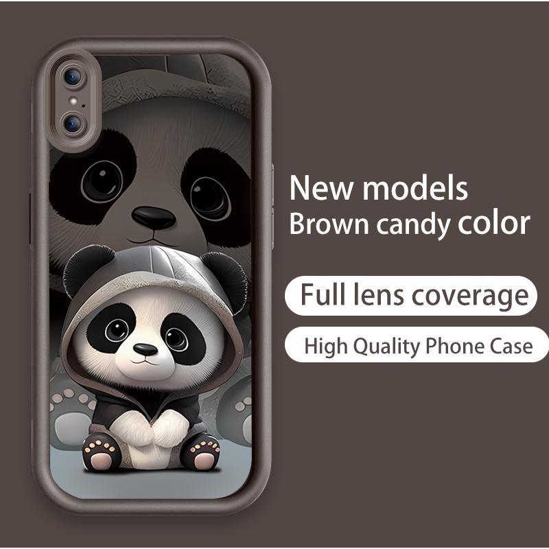 Ốp Lưng Cho iPhone X XR XS Max Hoạt Hình Silicon Xu Hướng Mềm Ốp lưng TPU Cặp Đôi Gấu Trúc Mắt Thiên Thần Ốp Lưng Chống Sốc