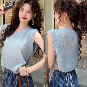 Hàng dệt kim mỏng bán chạy mùa hè dành cho nữ Dây đeo lưng mỏng vừa vặn cao cấp Thiết kế rỗng thời trang phù hợp