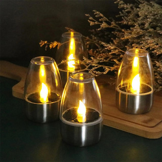 Đèn LED Năng Lượng Mặt Trời Nến Đèn Ngủ Có Thể Sạc Lại Ngọn Lửa Cho Tiệc Cưới Trang Trí Sân Vườn Ngoài Trời Chống Thấm Nước Năng Lượng Mặt Trời Nến Đèn