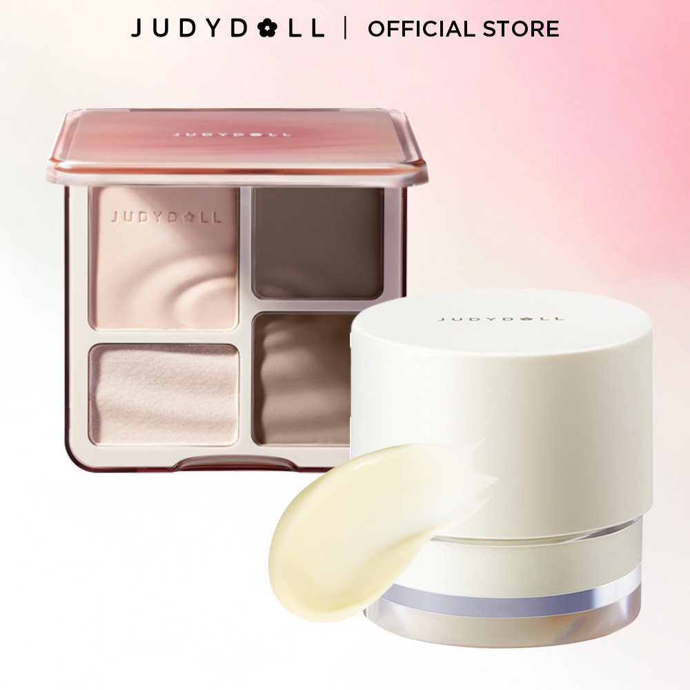 [Combo 2] Bảng Phấn Bắt Sáng Tạo Khối HIghlight & Kem Lót JUDYDOLL Mịn Da Bền Màu Dưỡng Ẩm Tiện Dụng