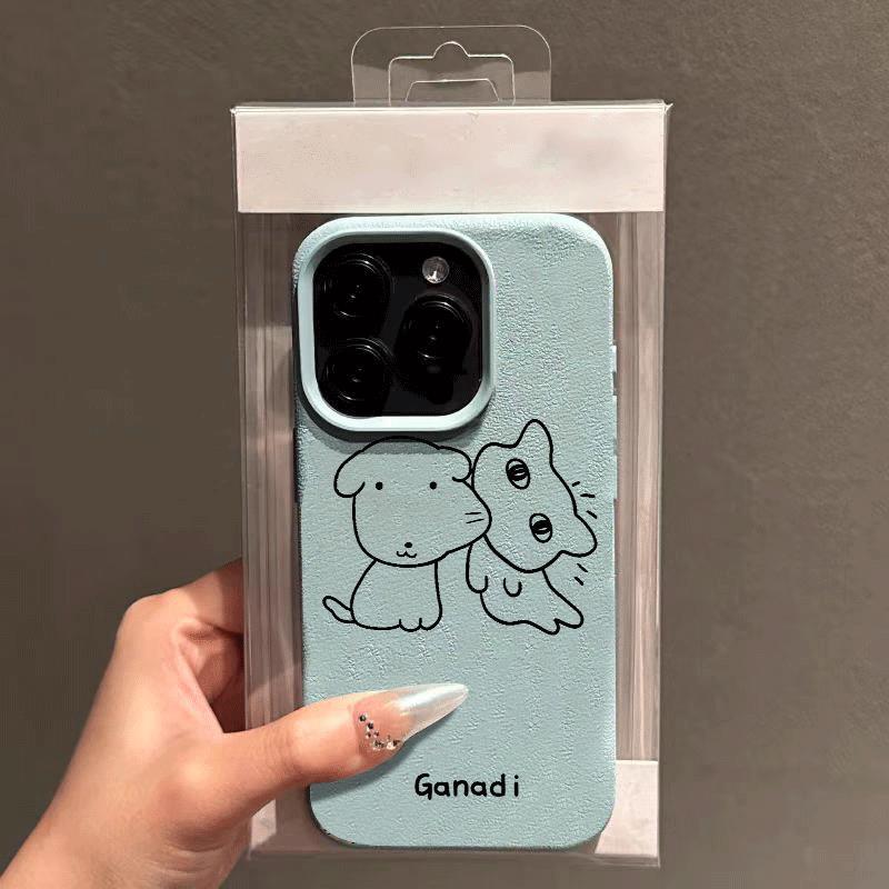 Chó trắng đơn giảnVân dâu áp dụng cho vỏ điện tgioại iPhone 15/16/17/11/12/13/14