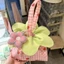 In đầy đủ Dâu Nơ Hình Hoa Túi Xách Ngọt Ngào Tươi Tím Vàng Xanh Lưới Túi Xách Hoa Nhỏ Túi Xách