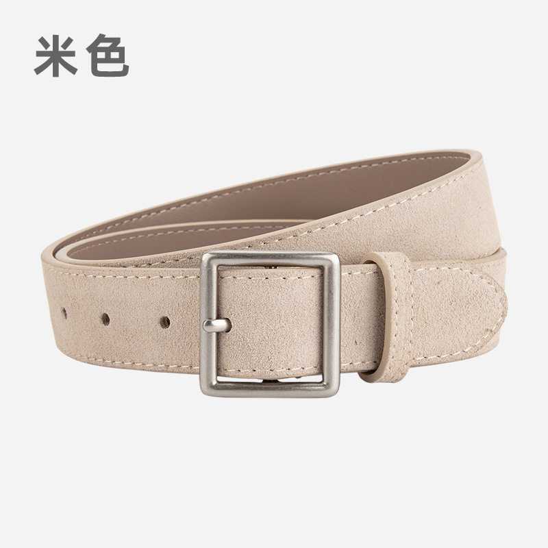 ✅ Trong Kho ✅ màu nâu Trang trí trang phục sang chảnh Phong Cách Hàn Quốc Vintage Mờ Da Lộn Nữ Dây Da Thật Chính Hãng Bạc Vuông Khóa Cao Cấp Sense Jeans Trang Trí Cho