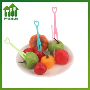 SWEET 500 Chiếc Mini Dùng Một Lần Trái Tim Trái Cây Nĩa Mini Sna Bánh Món Tráng Miệng Nhà Ăn Nhựa Thực Phẩm Trái Cây Pi Toothpi Bento Trang Trí Tiệc n